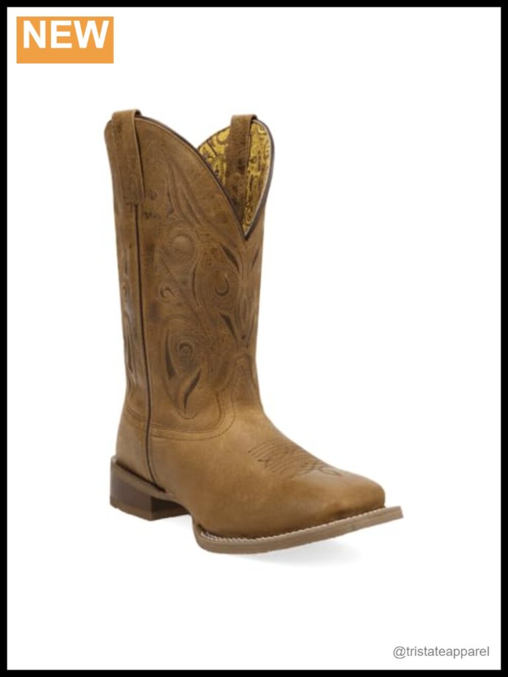 Laredo Womens Emberlynn Square Toe Pull On Casual Mid Calf Boots Low Heel